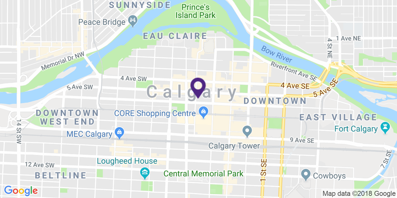 Carte à: Calgary, Centre-Ville, Latitude: 51.048002 Logitude: -114.069877