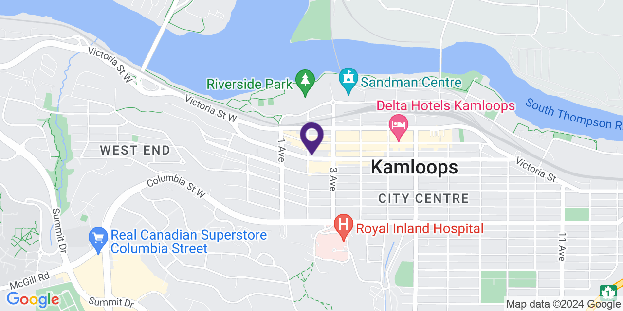 Map to: Kamloops, Latitude: 50.675130 Longitude: -120.3363